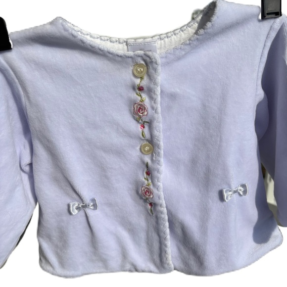 Little Me lavender velour embroidered jacket 9 mos - Picture 6 of 10
